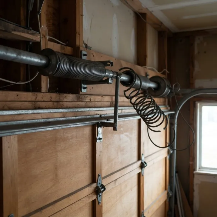 Broken torsion spring on a residential garage door