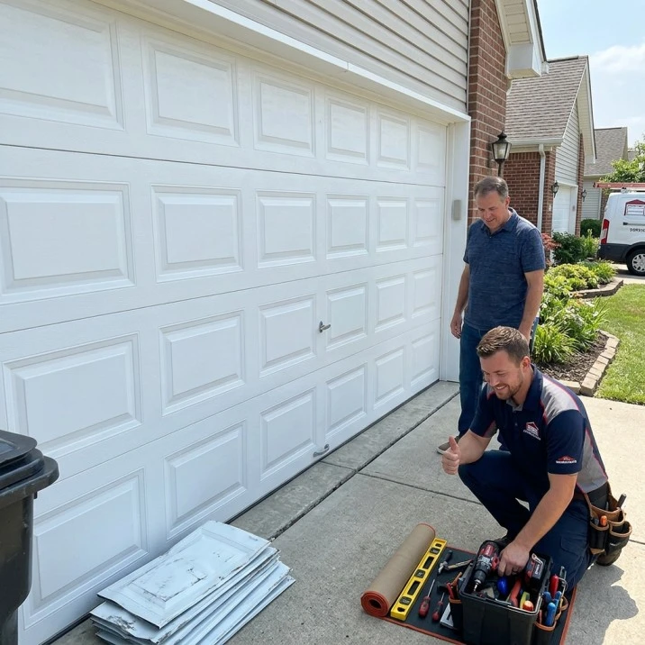 Completed garage door panel replacement in Tuscaloosa